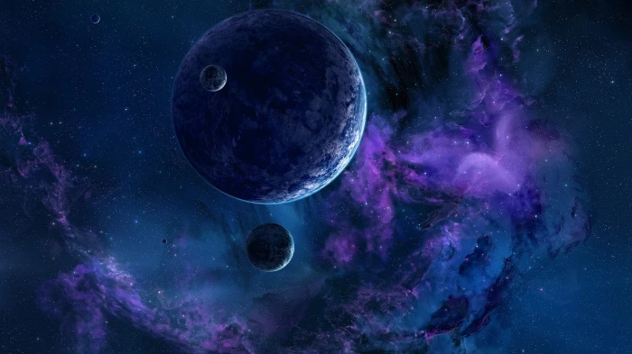 planet and moon wallpaper artwork digital art space galaxy 2k