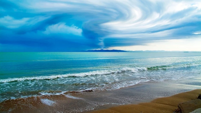 sea clouds beach waves water land cloud sky scenics nature 2k