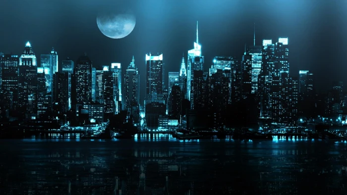 water architecture moon buildings new york city lakes cities Nature Lakes HD Art 2k