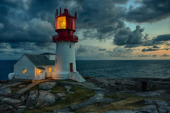 white lighthouse photography sea sky cloud architecture 2k