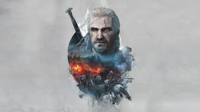 white haired male illustration The Witcher 3 Wild Hunt 2k