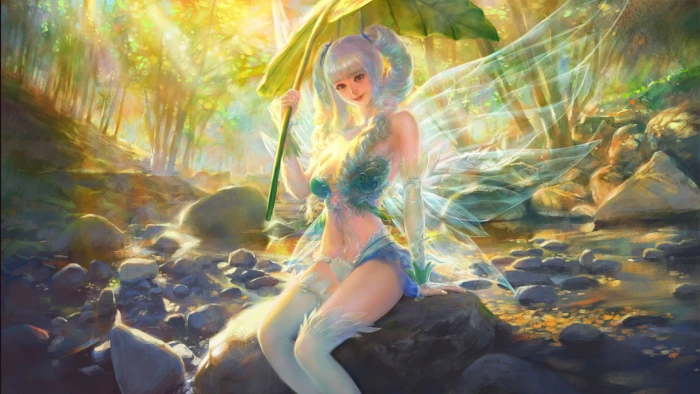 League Of Angels 2 Flora Angel Flower Nature Forest And Her Best Friend Desktop Hd Wallpaper For Mobile Tablet 2k