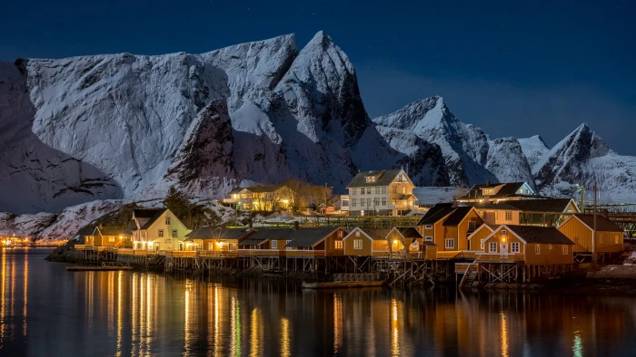 lofote islands nature mountain lofoten norway village 2k