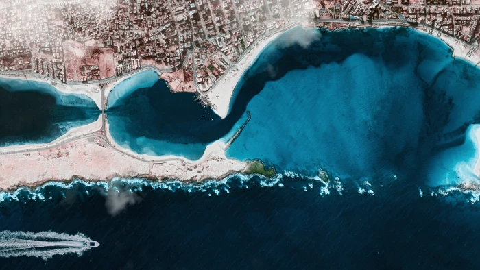 blue ocean aerial view photography nature landscape coastline 2k