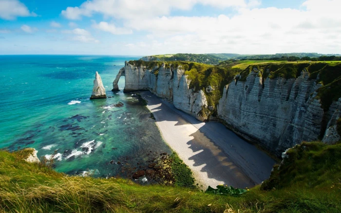 brown cliff landscape tretat sea coast Normandie France 2k
