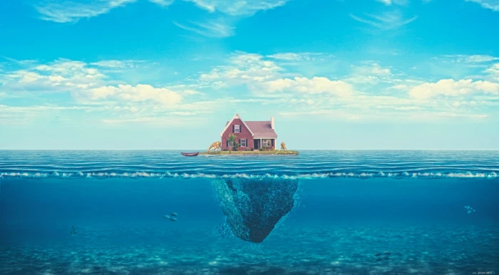 House On The Ocean brown and white house illustration Aero 2k