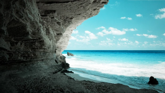 ocean waves landscape beach cliff sea nature water horizon 2k