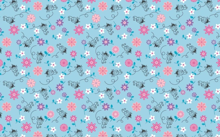 pink and blue floral wallpaper color background texture pattern 2k