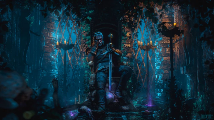 The Witcher 3 Wild Hunt Geralt of Rivia video games white hair 2k