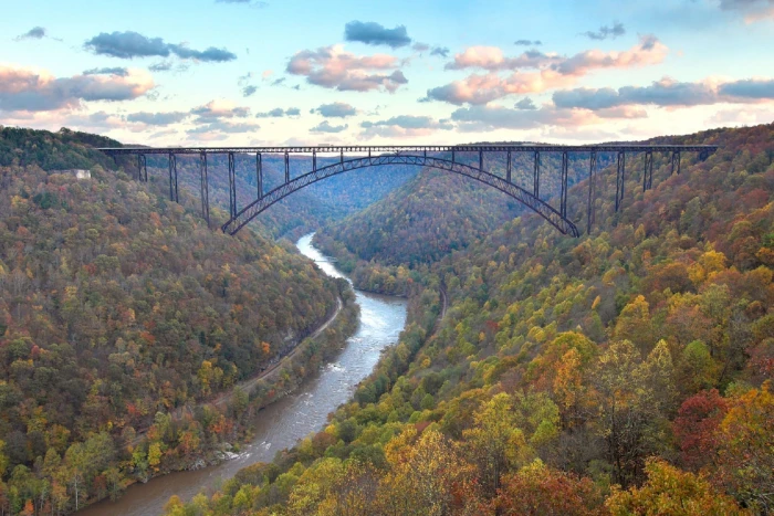 bridge on the top of mountain new river gorge scenic trees 2k
