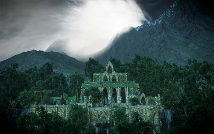 clouds digital art forest Hills landscape mountains nature 2k