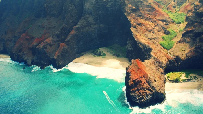 landscape sea coast beach nature waves rock 2k