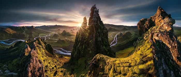 rock formation Max Rive HDR landscape sunset river mountains 2k