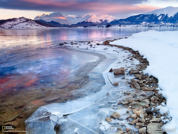 tundra mountain winter nature landscape ice snow mountains 2k