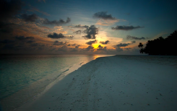 Beach Ocean Sunset Tropical Clouds HD nature 2k