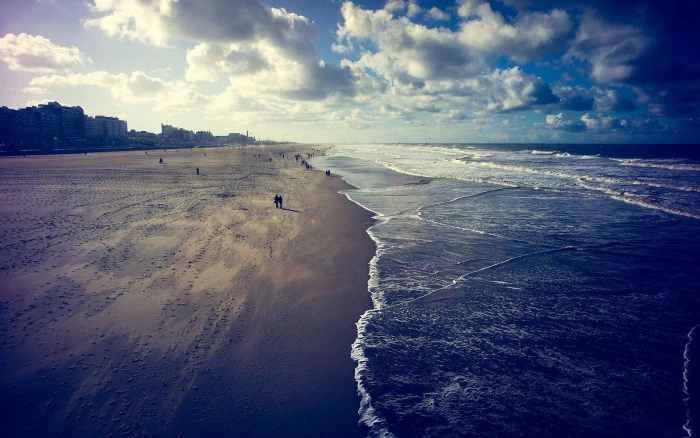 brown sea sand beach sky clouds landscape cloud water 2k