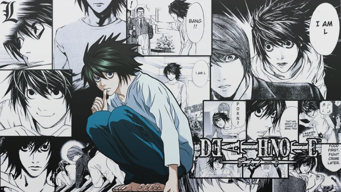 Death Note L wallpaper Lawliet anime creativity representation 2k