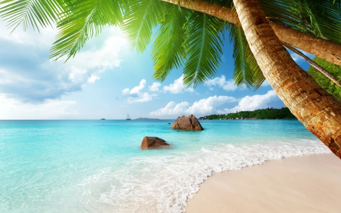 nature screen backgrounds sea water beach sky 2k