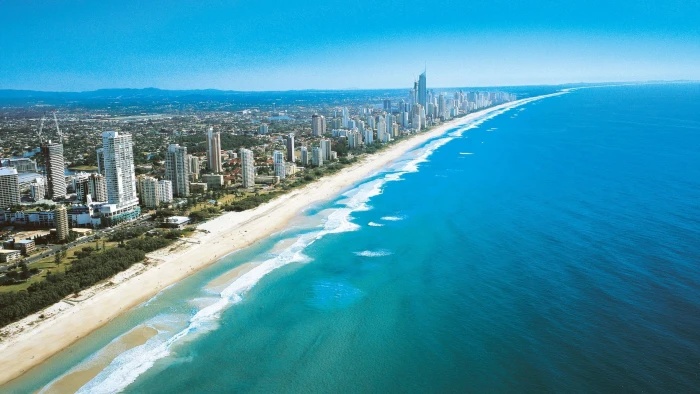 shore line and high rise buildings Australia sea beach Gold Coast 2k