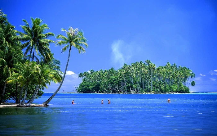 Beautiful Tropical Island landscape beach sea ocean water 2k