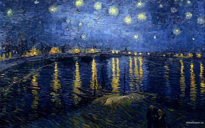 body of water and stars painting Vincent van Gogh classic art 2k