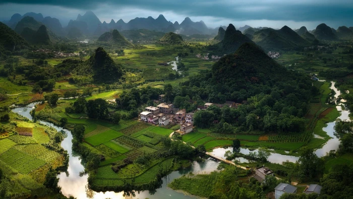 nature mountain village cuiping hill mountains 2k