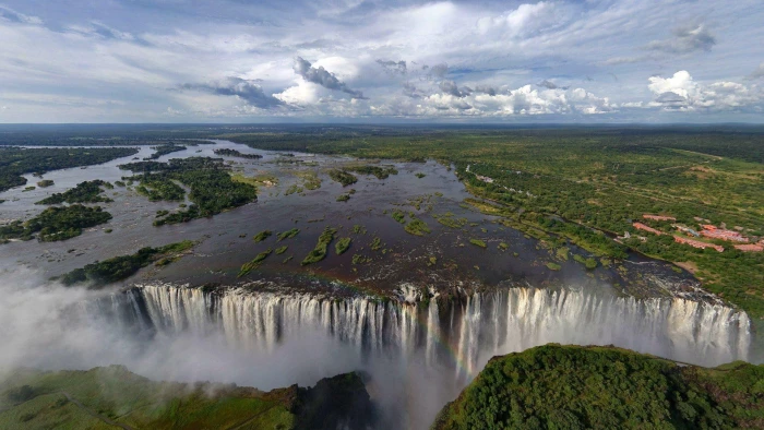 Mighty Victoria Falls panorama waterfalls delta clouds nature and landscapes 2k