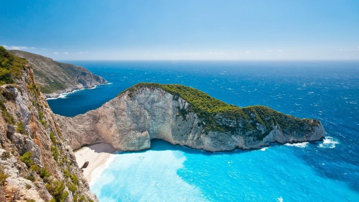 Zakynthos sea nature rock coast beach navagio Greece 2k