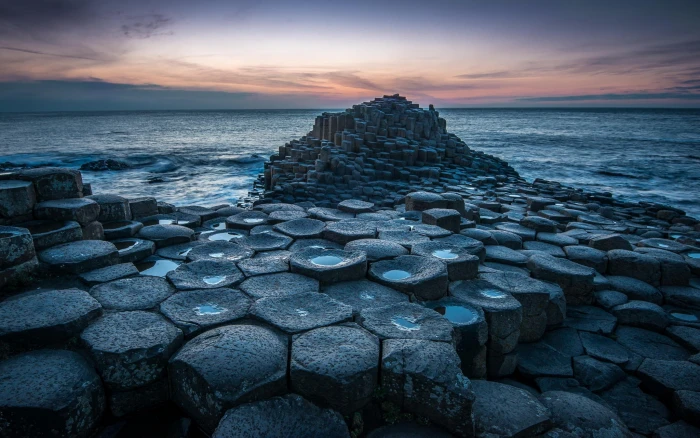 nature landscape horizon rock formation coast Giant's Causeway 2k