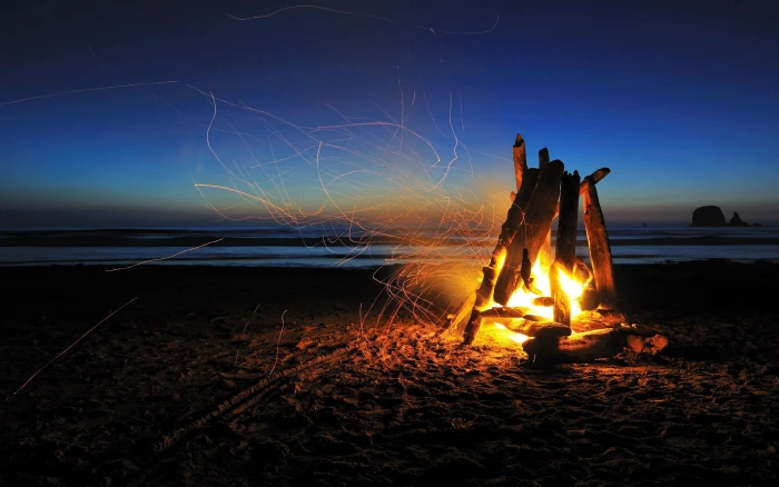 fire long exposure beach sky 2k