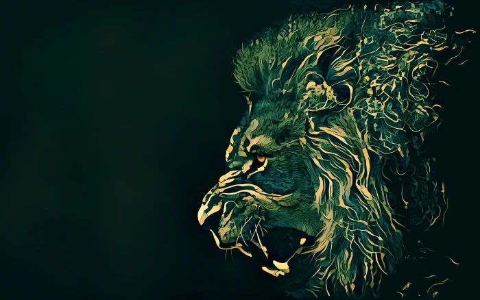 lion digital wallpaper artwork wildlife studio shot black background 2k