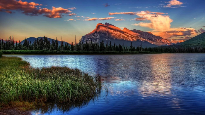 morning mt rundle banff national park canada alberta loch 2k