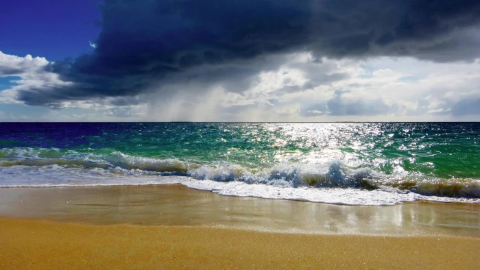 Beach Sea Wave Clouds Water Nature 2k