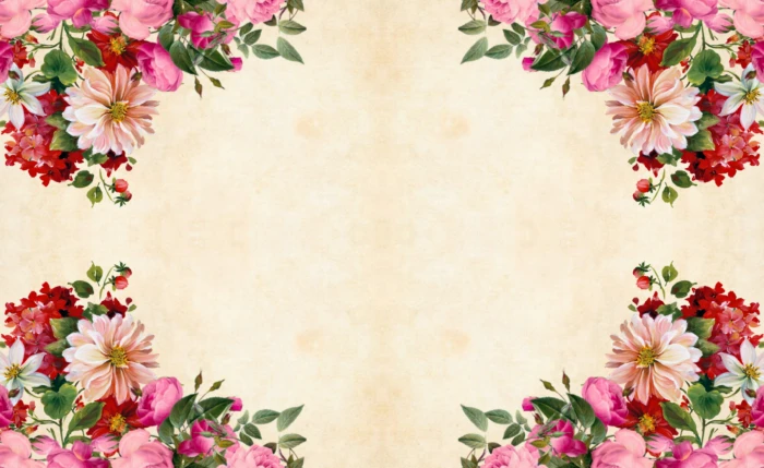Four quadrants of flower clusters forming floral background 2k