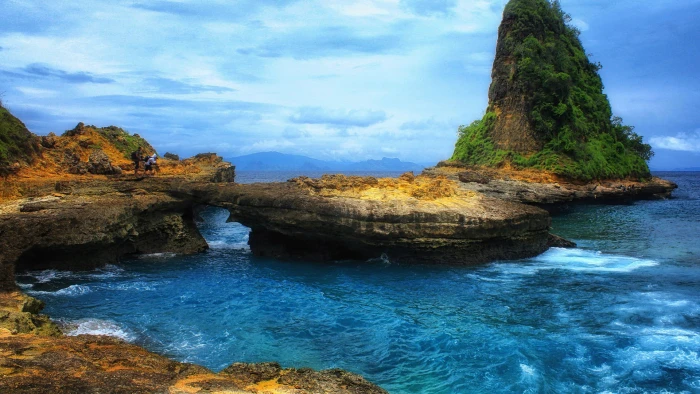 nature landscape water mountain sky waterfall tree rock 2k