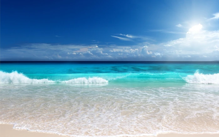 sea beach clouds sky horizon nature 2k