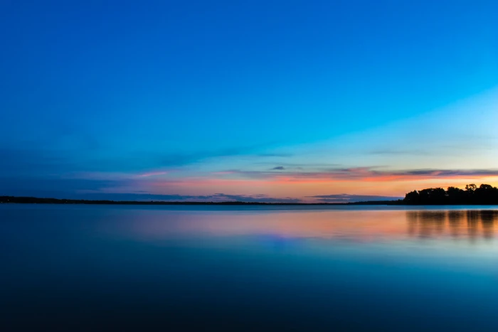 sunset and a silhouette island Endless lake sunrise 2k 4k