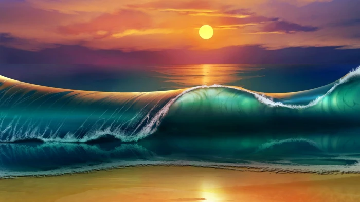 Sunset Sea Waves Beach Ultra Hd Wallpapers For Desktop Mobile Laptop And Tablet 2k 4k