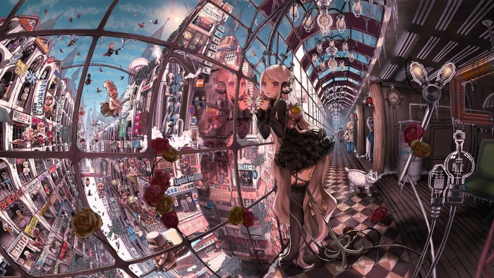 white haired female anime illustration girls people men 2k