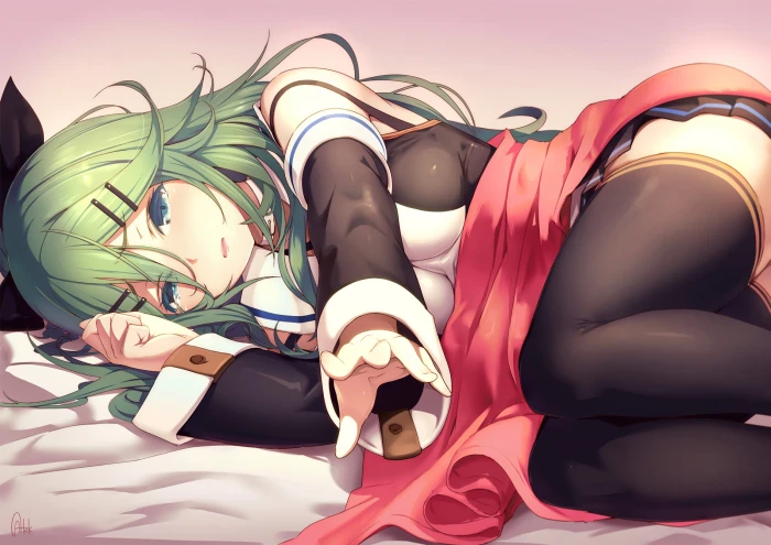 female anime character laying on bed digital wallpaper girls 2k