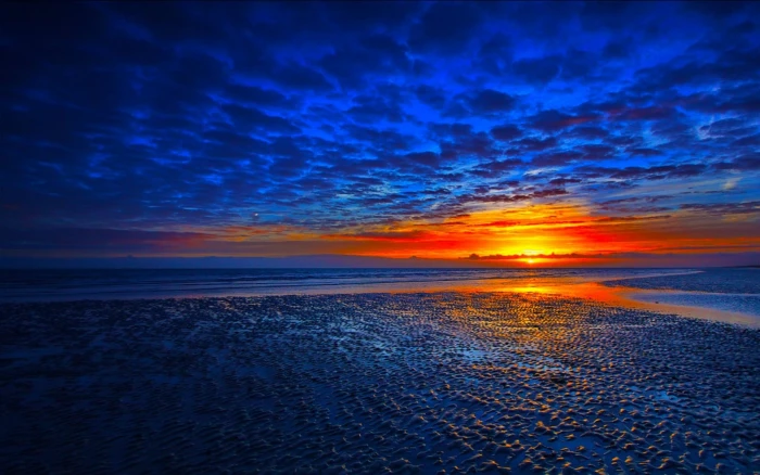 Sun Sea Sand Beach Preview Time Red Sky With Dark Clouds Desktop Wallpaper Hd Free Download 2k