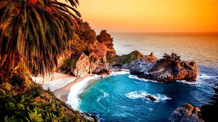 big sur california beach united states pacific ocean bay 2k