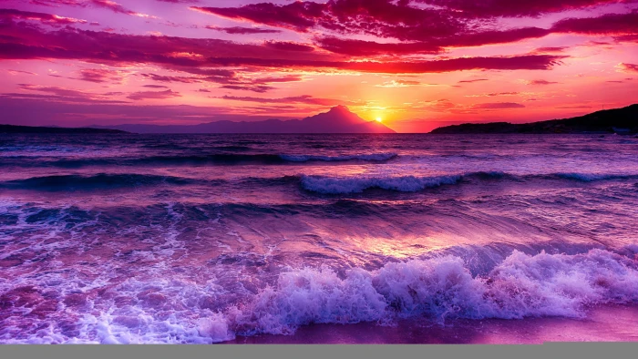 ocean waves on beach shore sea the sky sunset nature summer 2k
