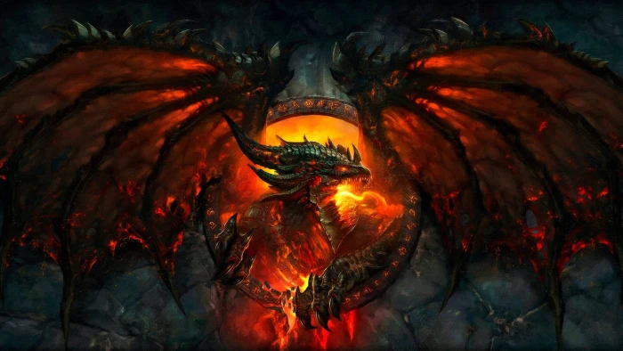 black and red dragon wallpaper fan art World of Warcraft 2k