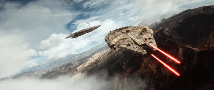 Star Wars Millennium Falcon digital wallpaper Battlefront 2k 4k