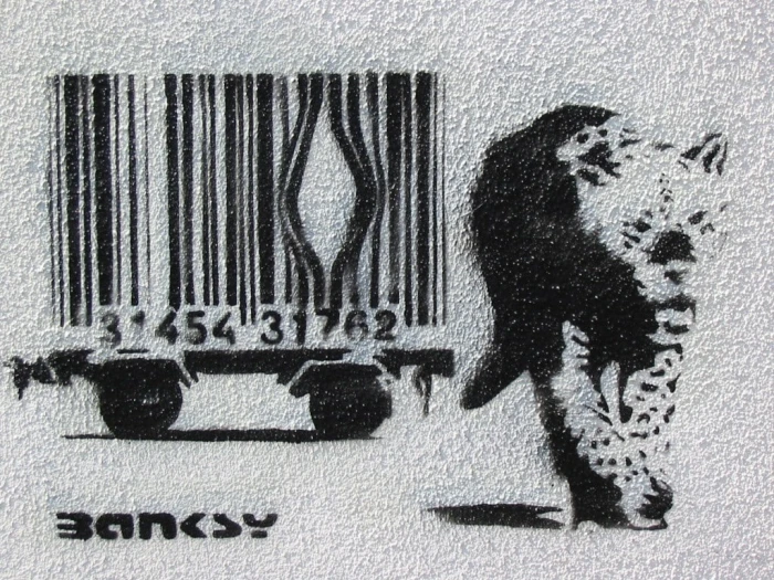 Banksy graffiti leopard no people communication text wall building feature