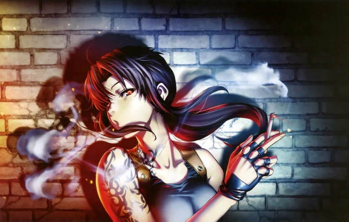 woman smoking animated character anime girls Revy Black Lagoon 2k