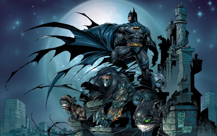 city fantasy Batman comics artwork mask superhero costume 2k