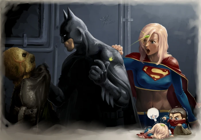 DC Batman and Supergirl illustration Superman 2k 4k