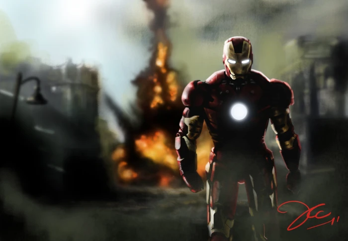 Marvel Iron Man wallpaper the explosion people Robert Downey ml 2k